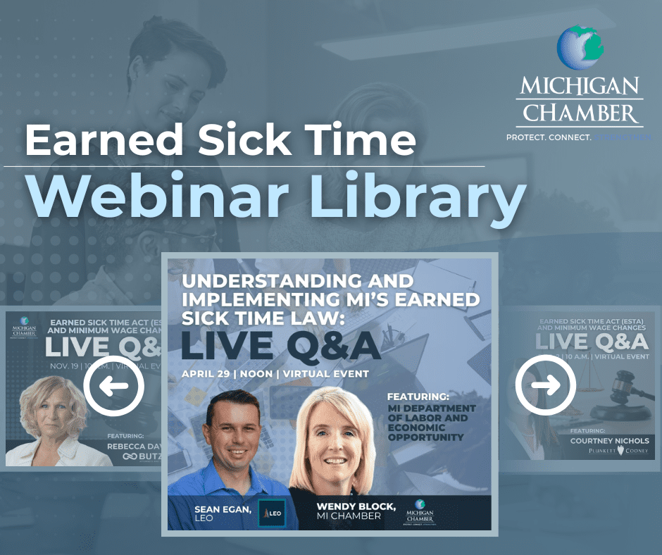 Image highlighting the Earned Sick Time Act webinar options available.